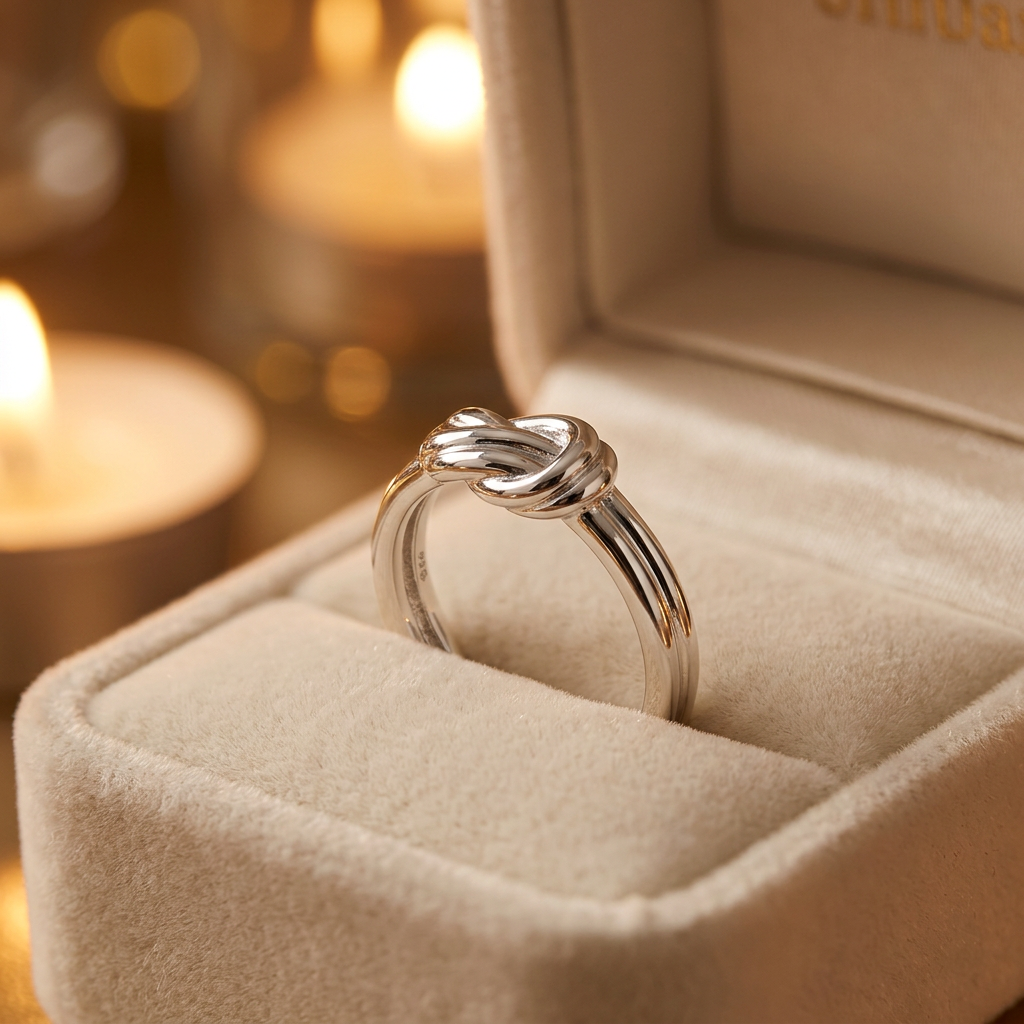 Sterling Silver Double Band Love Knot Ring for Women life3
