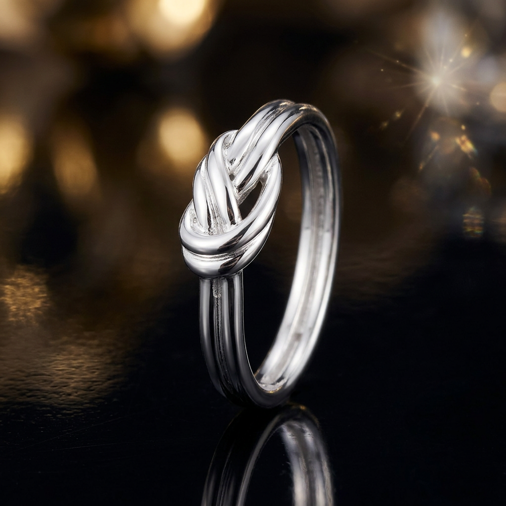 Sterling Silver Double Band Love Knot Ring for Women life4