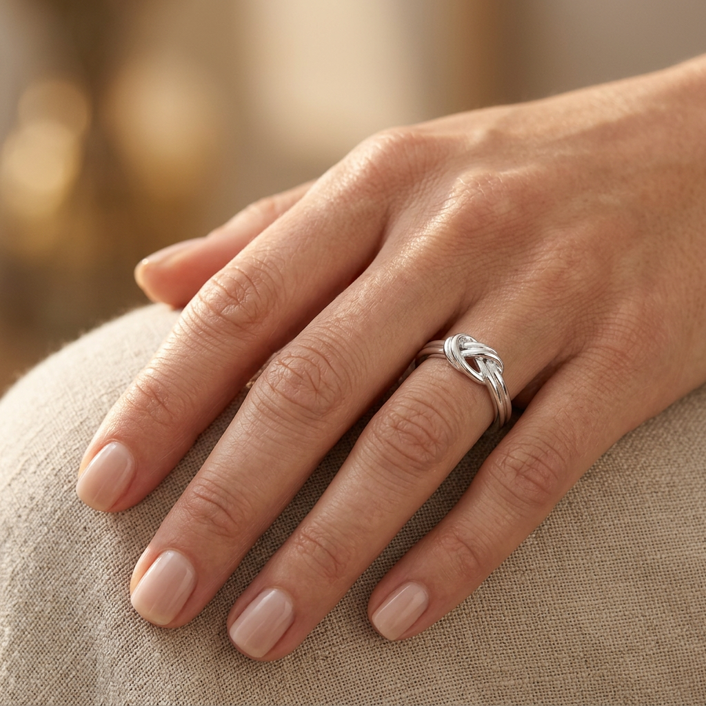 Sterling Silver Double Band Love Knot Ring for Women model
