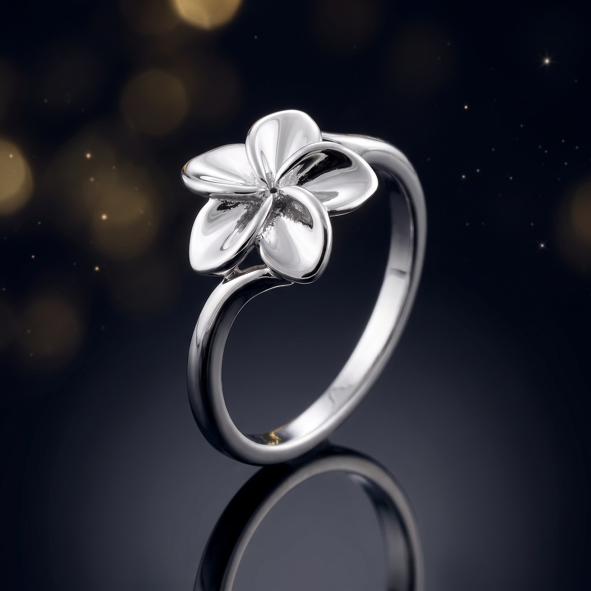 Sterling Silver Plumeria Flower Stacking Ring for Women life4