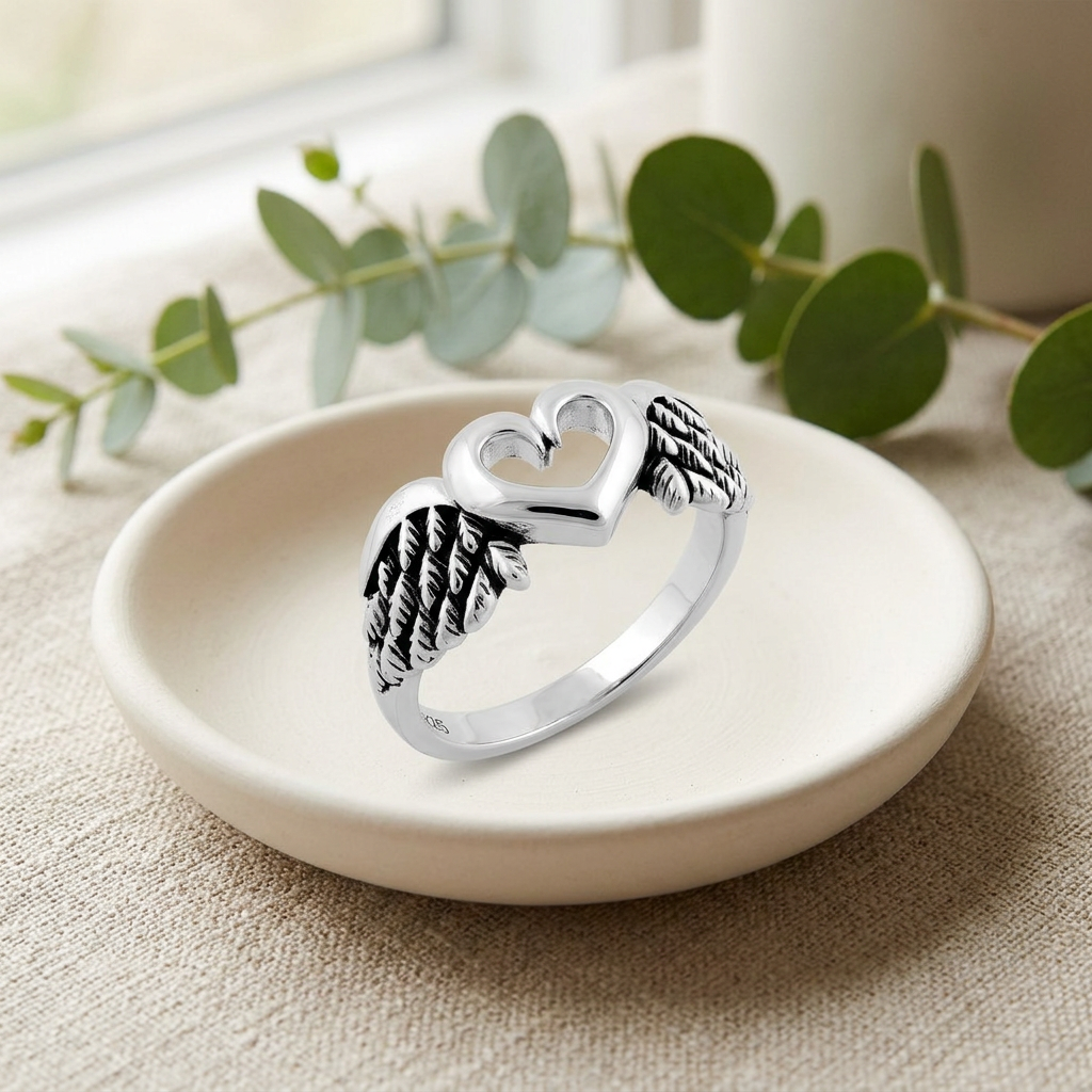 Sterling Silver Winged Heart Promise Ring for Women life2