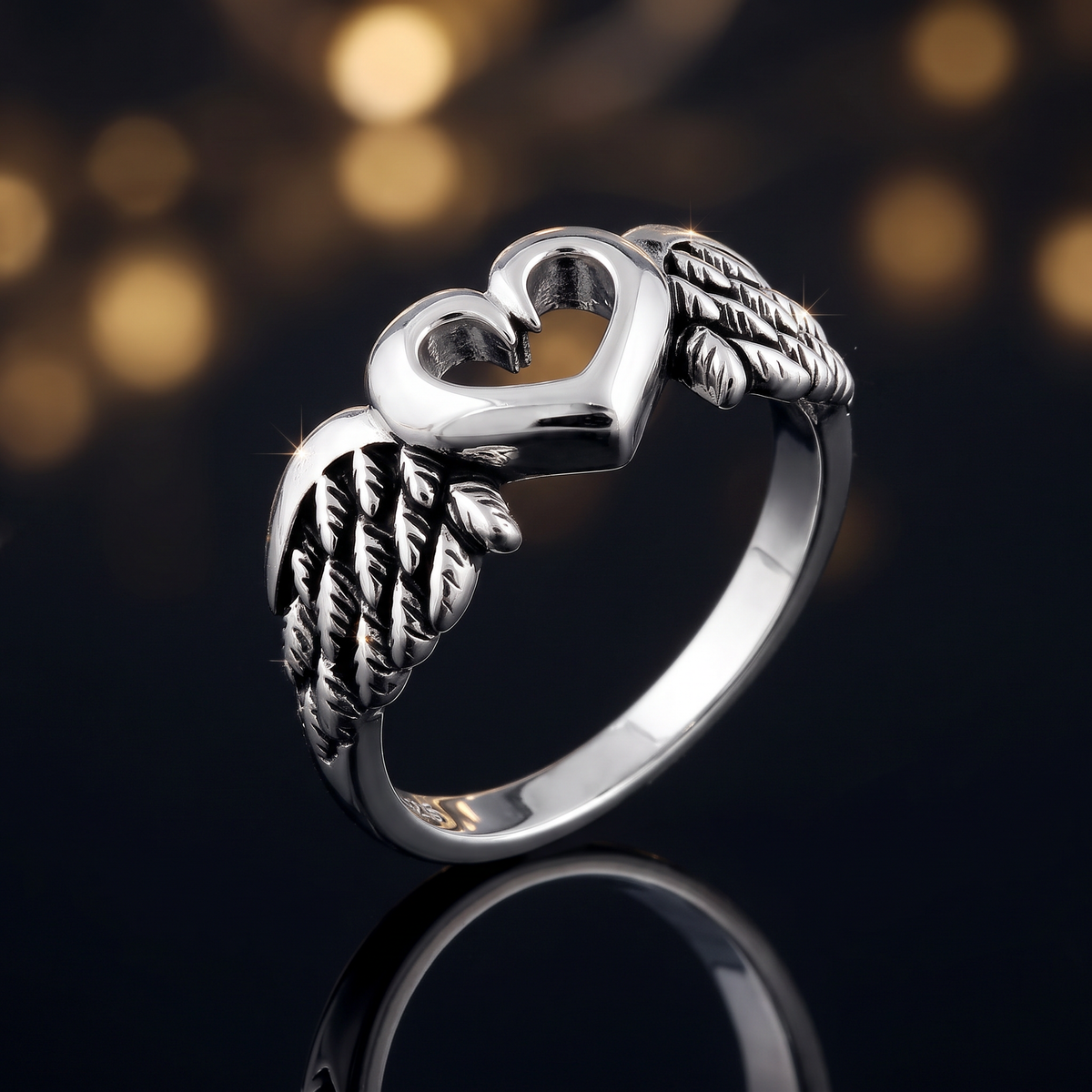Sterling Silver Winged Heart Promise Ring for Women life4