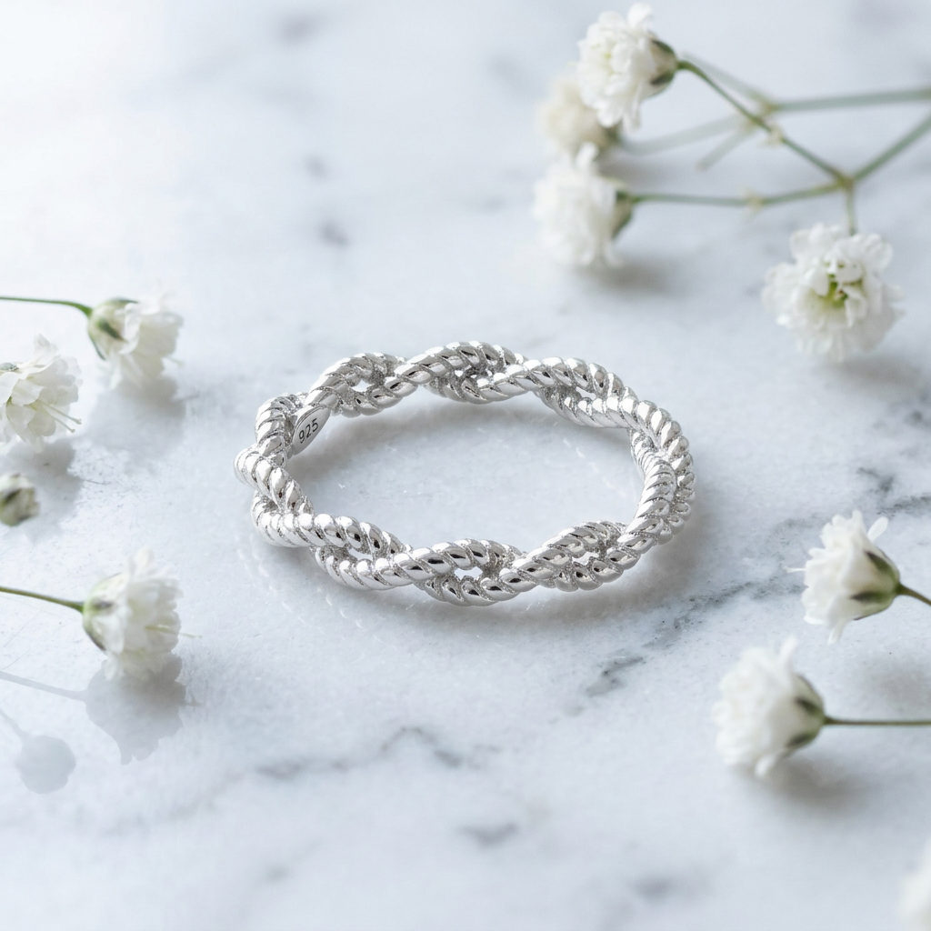 Sterling Silver 2.6mm Double Rope Open Twist Stacking Ring for Women life1