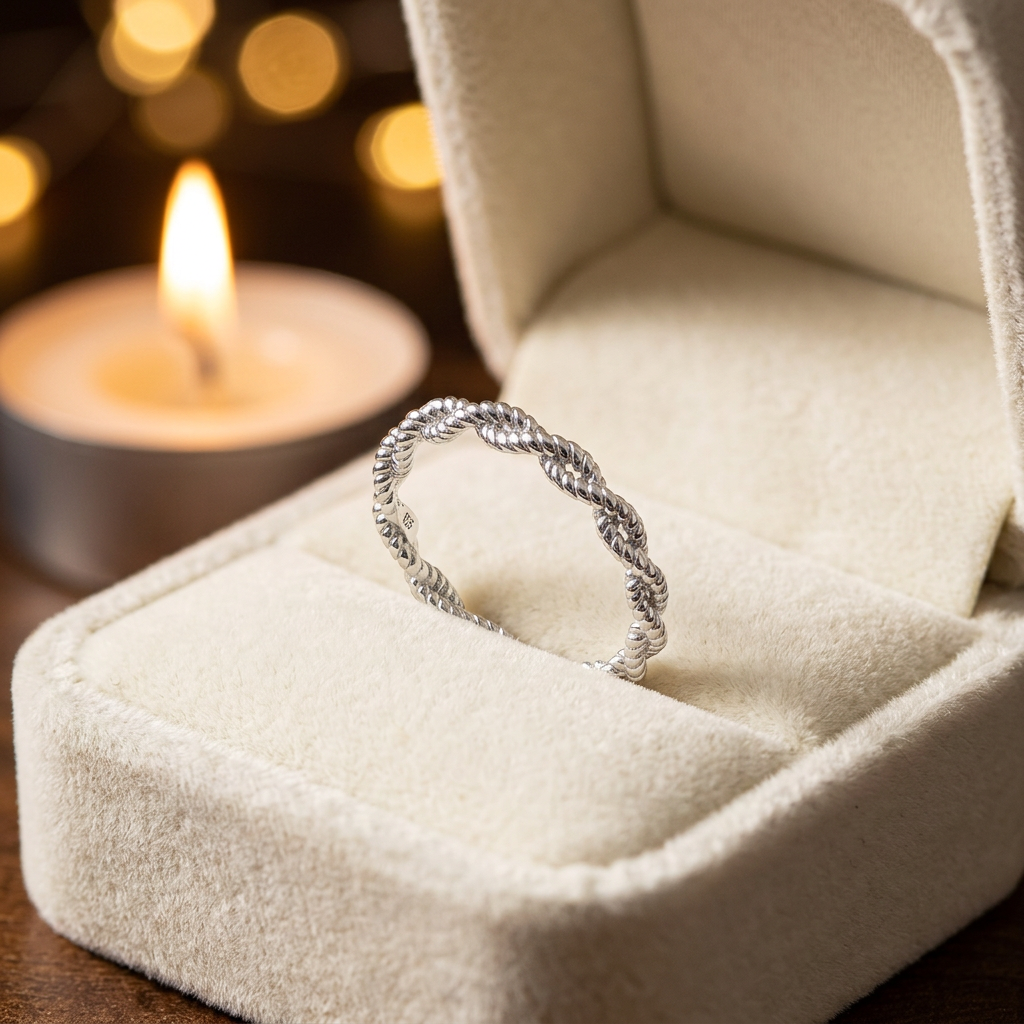 Sterling Silver 2.6mm Double Rope Open Twist Stacking Ring for Women life3