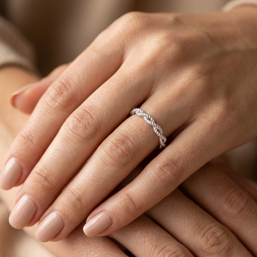 Sterling Silver 2.6mm Double Rope Open Twist Stacking Ring for Women model