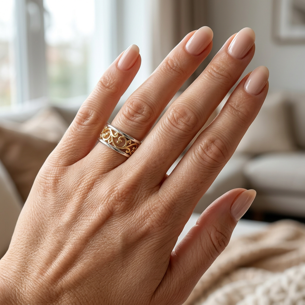 Gold Plated Sterling Silver Two Tone Vine Eternity Band Ring for Women model