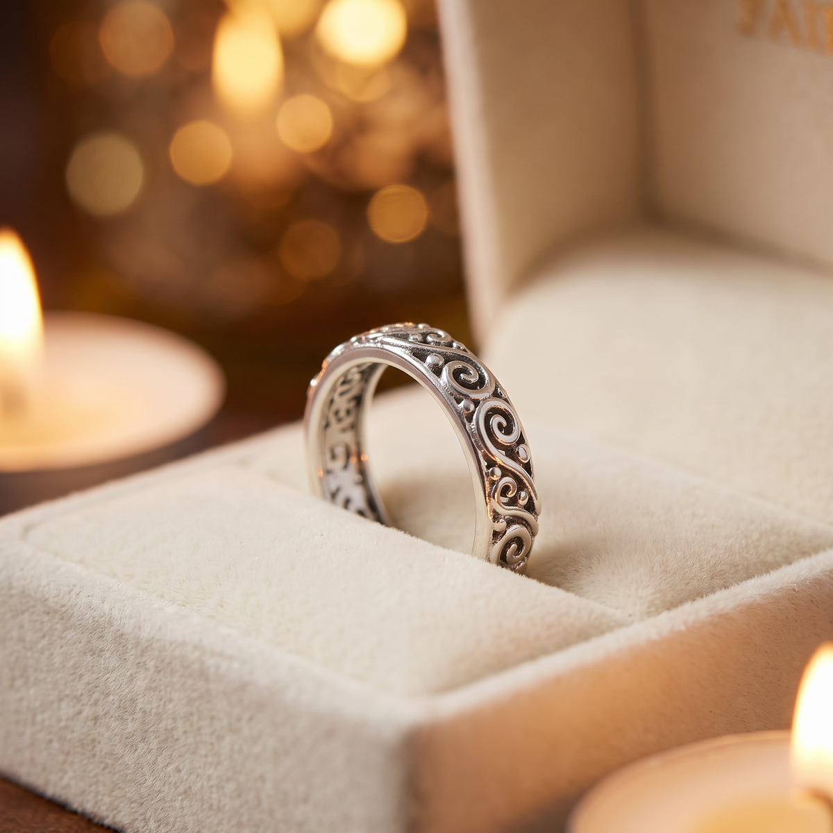 Sterling Silver 3.7mm Swirling Vine Eternity Band Ring for Women life3