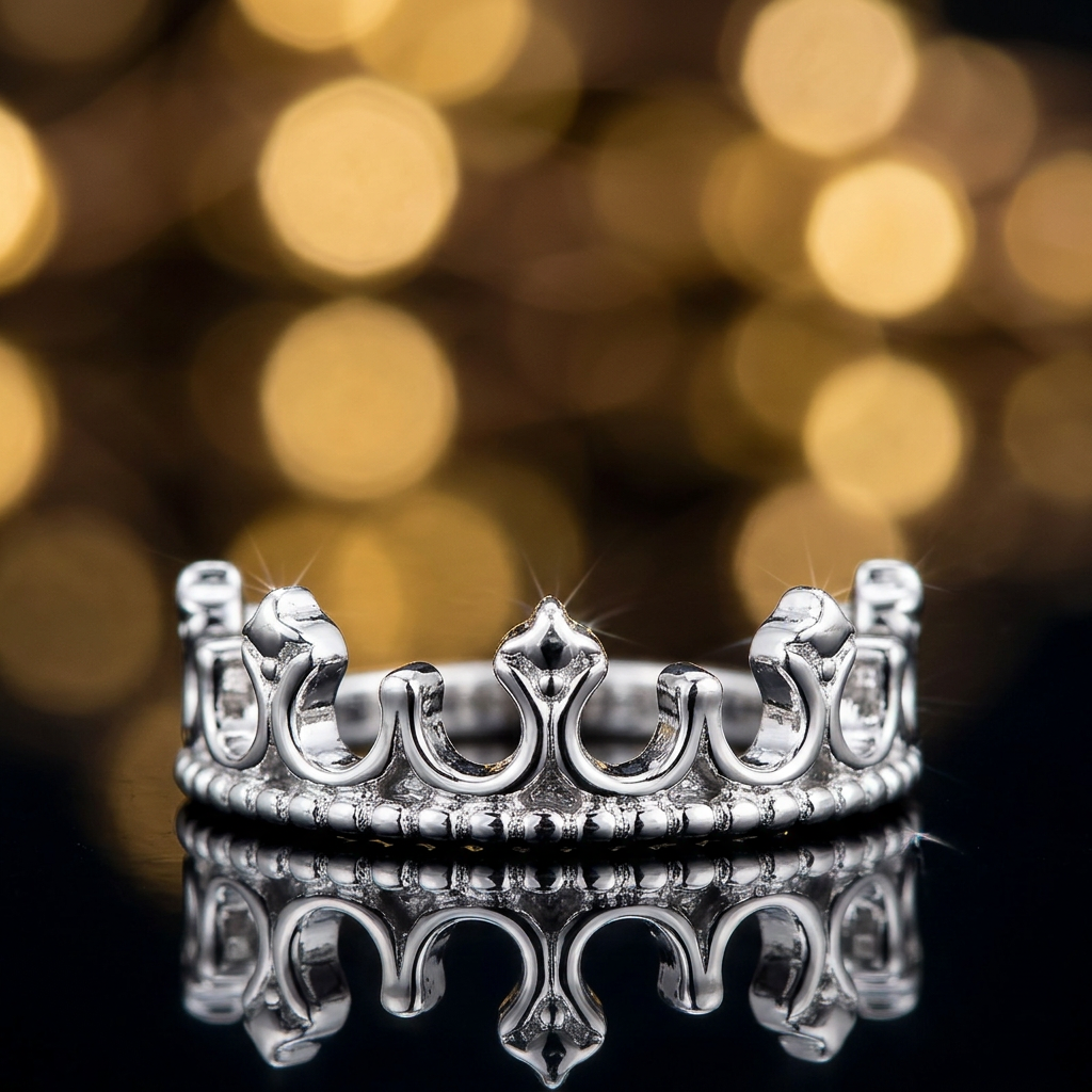 Sterling Silver 2mm Princess Tiara Crown Rope Edge Ring for Women life4