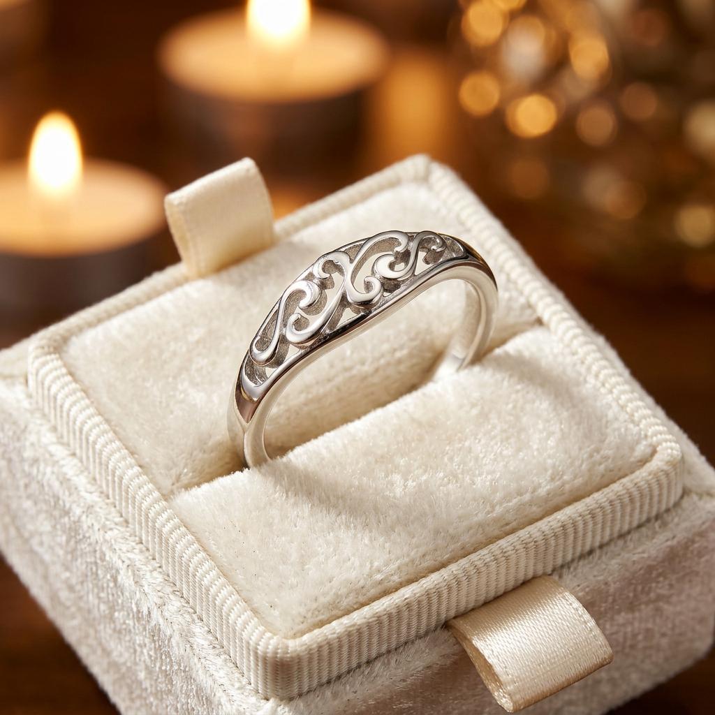Sterling Silver Swirl Vine Band Ring for Women life3