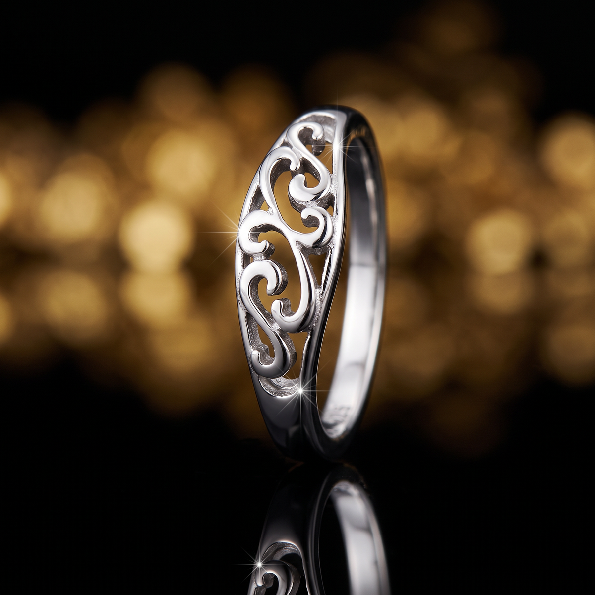 Sterling Silver Swirl Vine Band Ring for Women life4