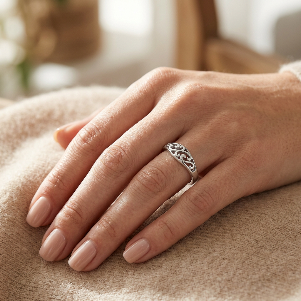 Sterling Silver Swirl Vine Band Ring for Women model