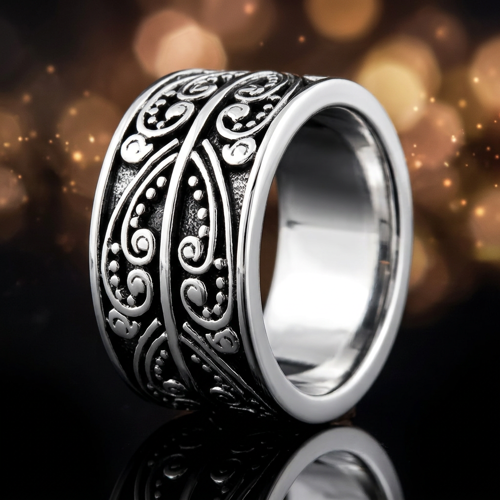 Sterling Silver 11mm Wide Bali Scroll Heart Swirl Band Ring for Women life4