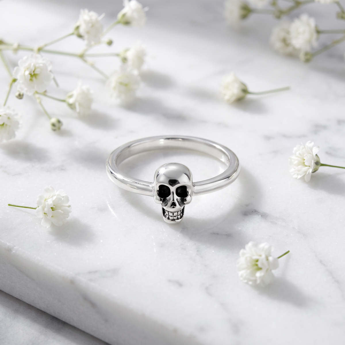 Sterling Silver Skull Stacking Ring, Unisex life1