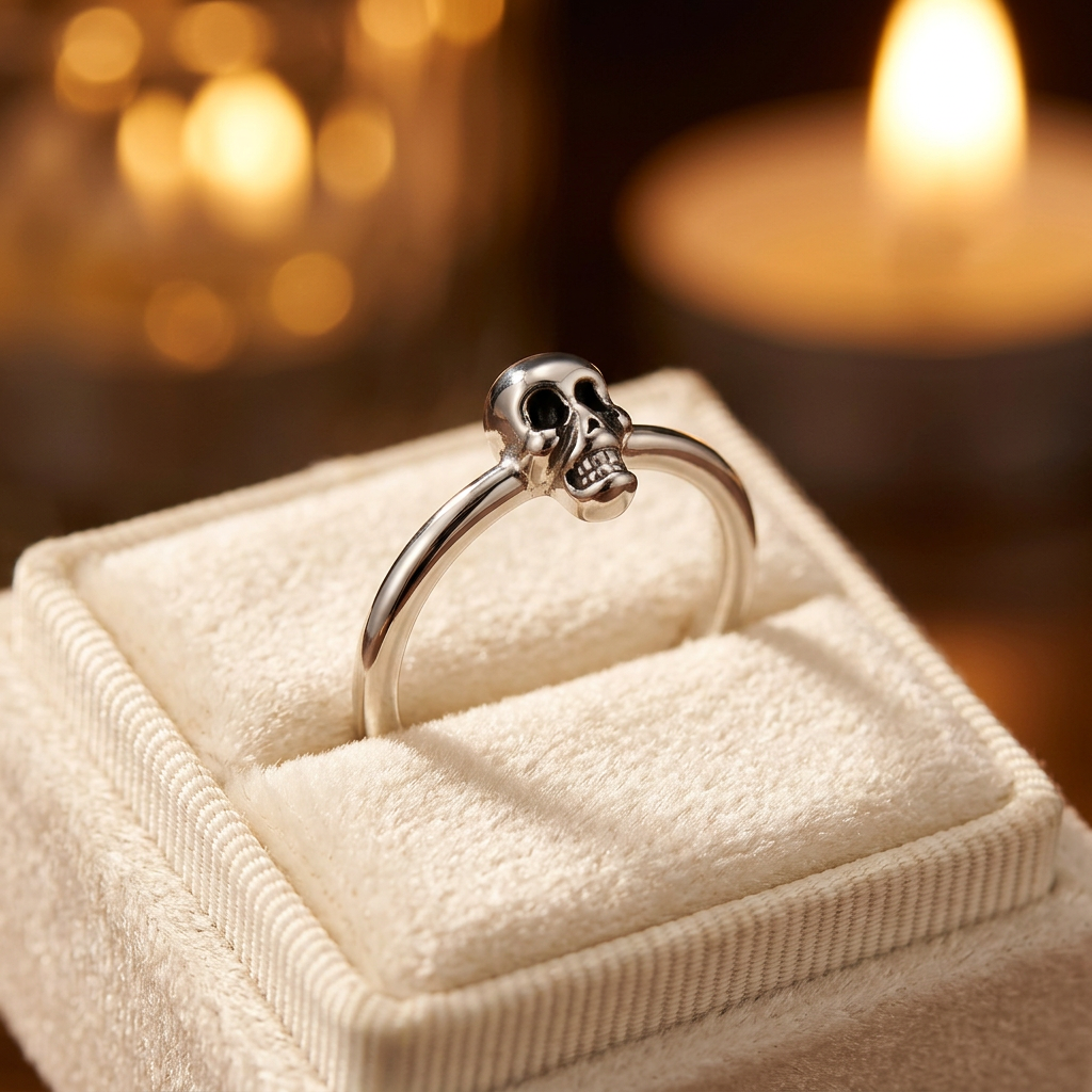 Sterling Silver Skull Stacking Ring, Unisex life3
