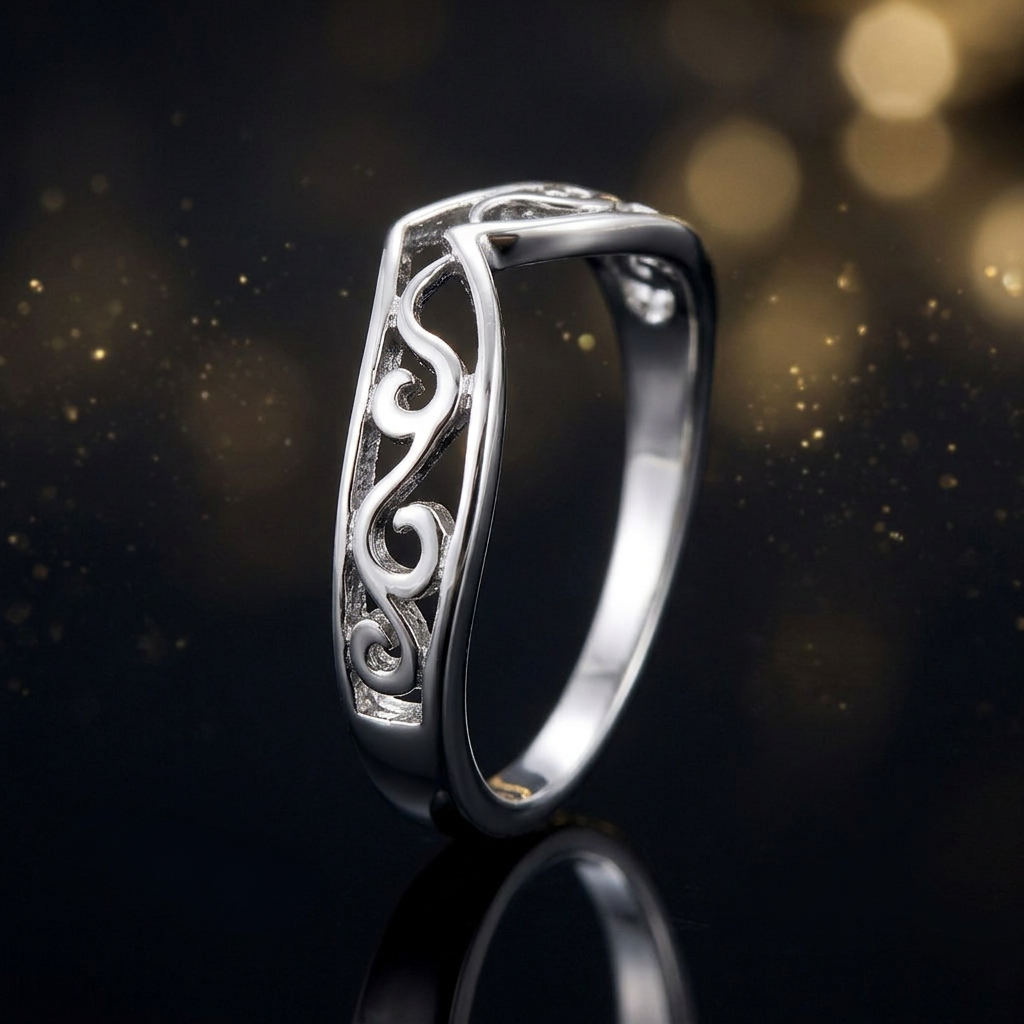 Sterling Silver Filigree Chevron V Shape Thumb Ring for Women life4