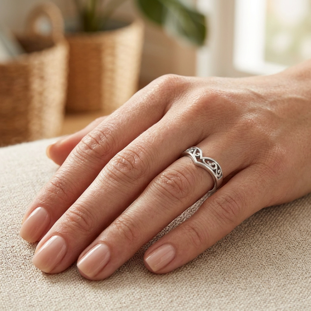 Sterling Silver Filigree Chevron V Shape Thumb Ring for Women model