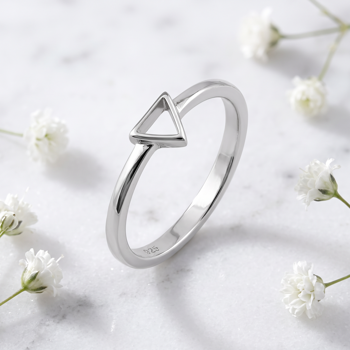 Sterling Silver Open Triangle Geometric Stacking Ring for Women life1