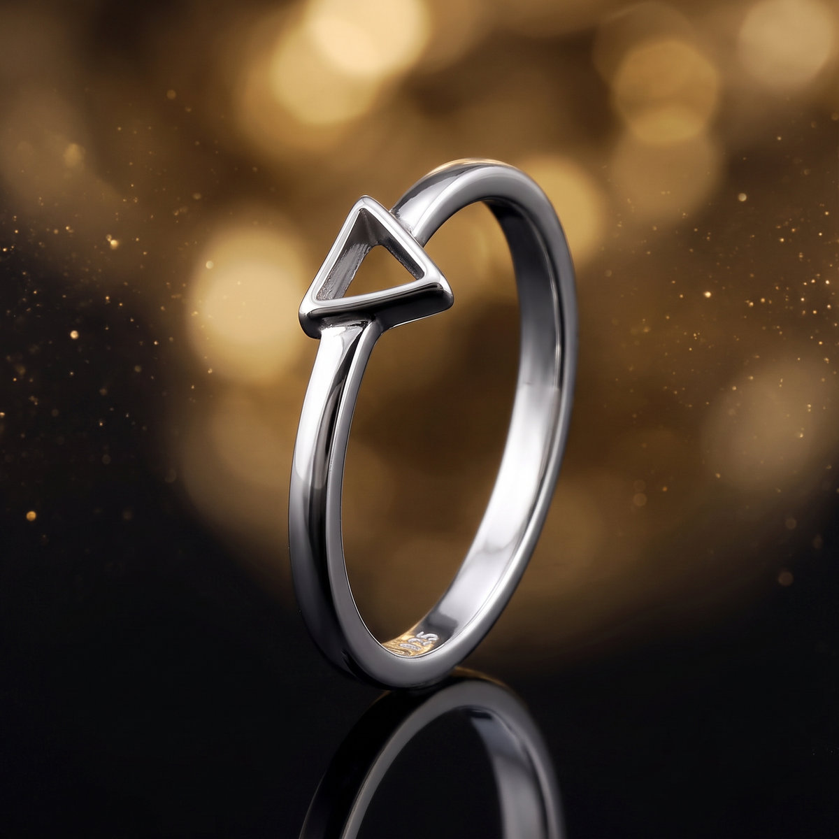 Sterling Silver Open Triangle Geometric Stacking Ring for Women life4