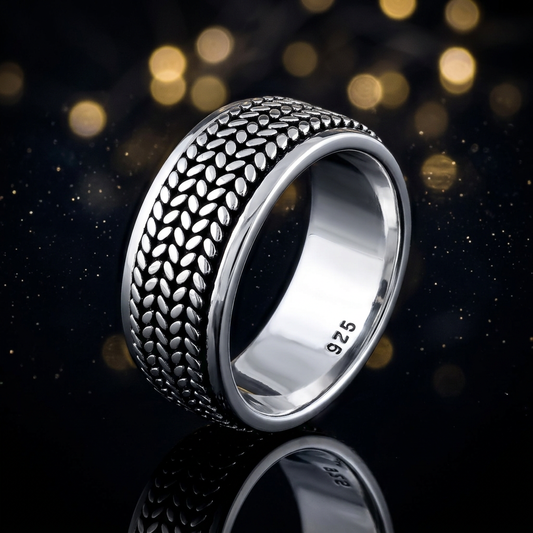 Sterling Silver 7.8mm Oxidized Woven Rope Pattern Band Ring for Women life4