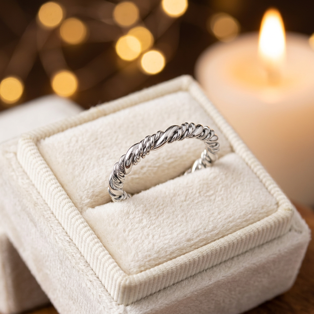 Sterling Silver 2.8mm Smooth and Rope Strand Twist Stacking Ring for Women life3