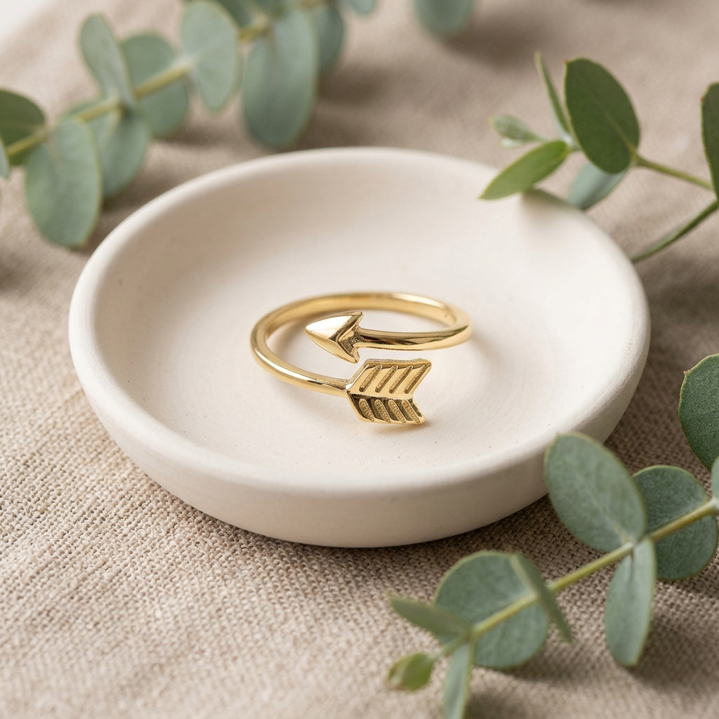 Gold Plated Sterling Silver 1.6mm Bypass Arrow Wrap Ring for Women life2