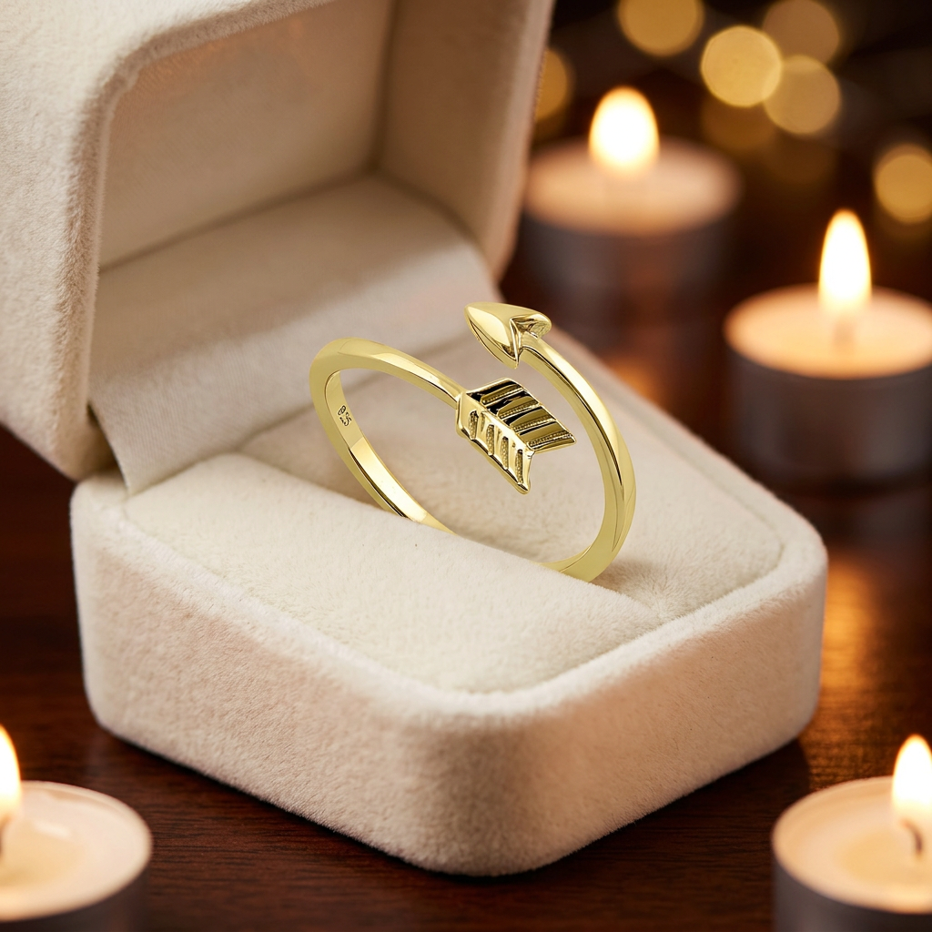 Gold Plated Sterling Silver 1.6mm Bypass Arrow Wrap Ring for Women life3