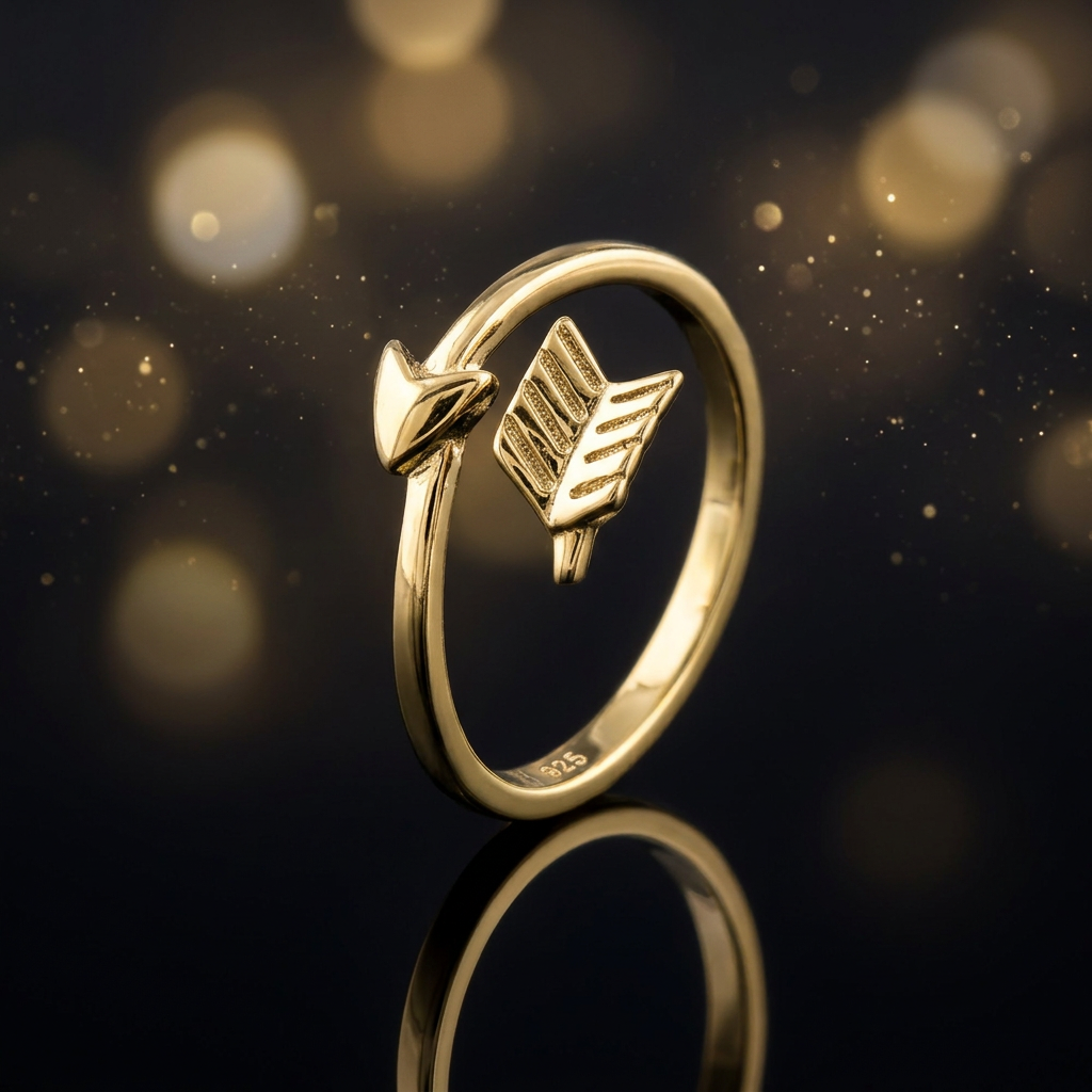 Gold Plated Sterling Silver 1.6mm Bypass Arrow Wrap Ring for Women life4