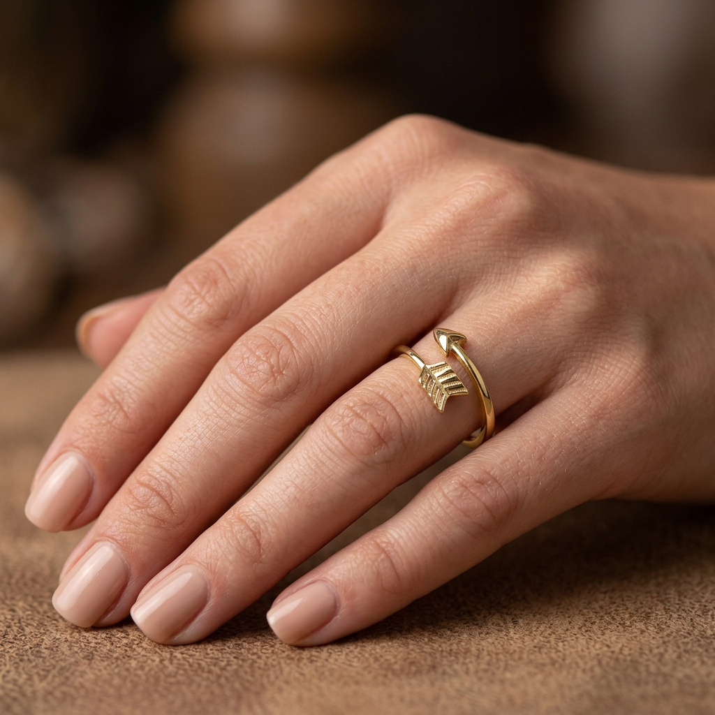 Gold Plated Sterling Silver 1.6mm Bypass Arrow Wrap Ring for Women model