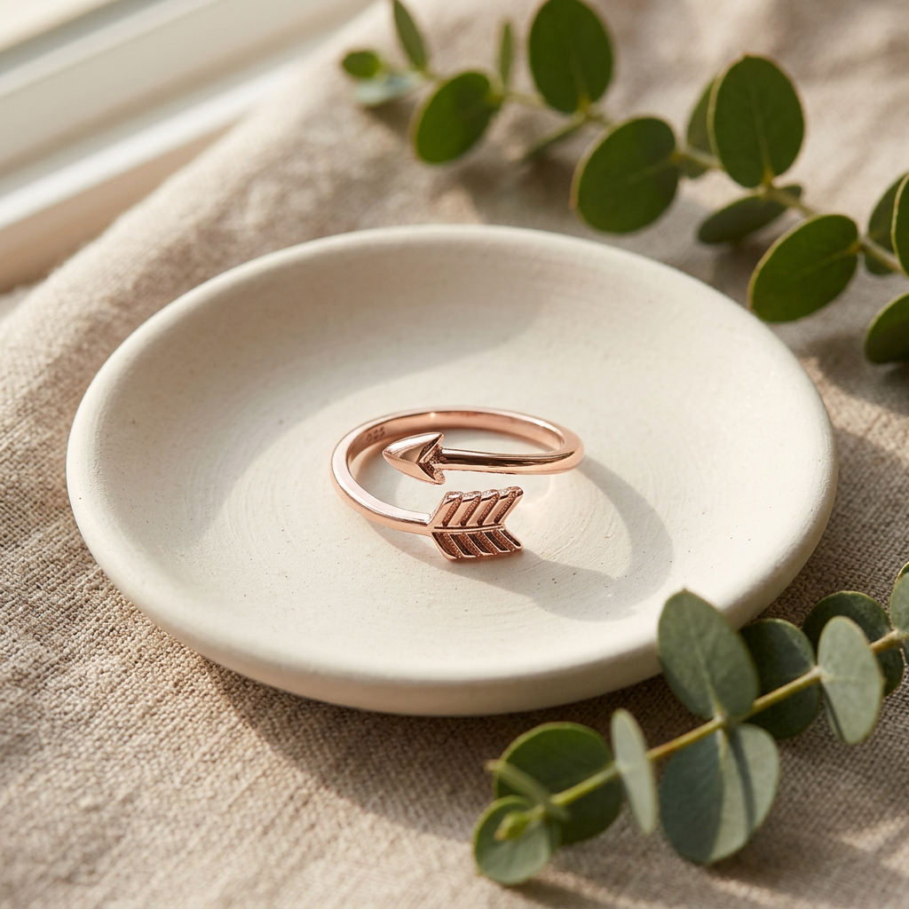 Rose Gold Plated Sterling Silver 1.6mm Arrow Bypass Wrap Ring for Women life2