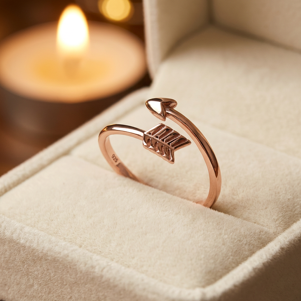 Rose Gold Plated Sterling Silver 1.6mm Arrow Bypass Wrap Ring for Women life3