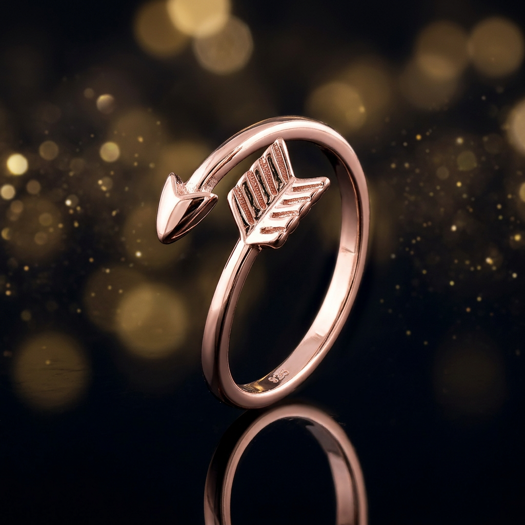 Rose Gold Plated Sterling Silver 1.6mm Arrow Bypass Wrap Ring for Women life4