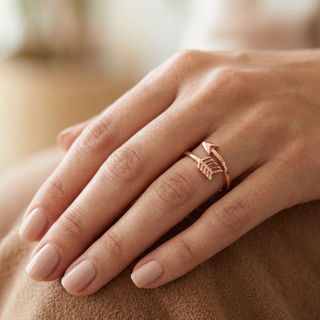Rose Gold Plated Sterling Silver 1.6mm Arrow Bypass Wrap Ring for Women model