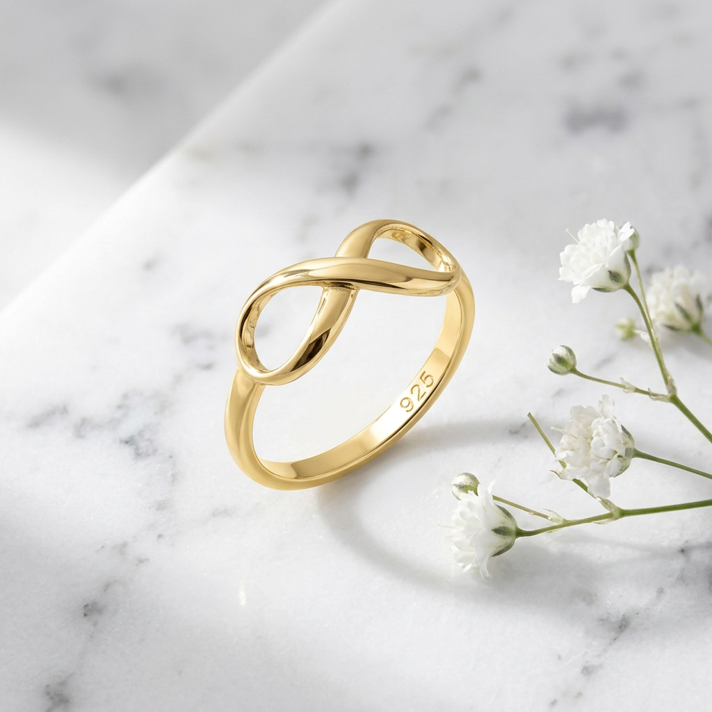 Gold Plated Sterling Silver 2.1mm Infinity Symbol Promise Ring for Women life1
