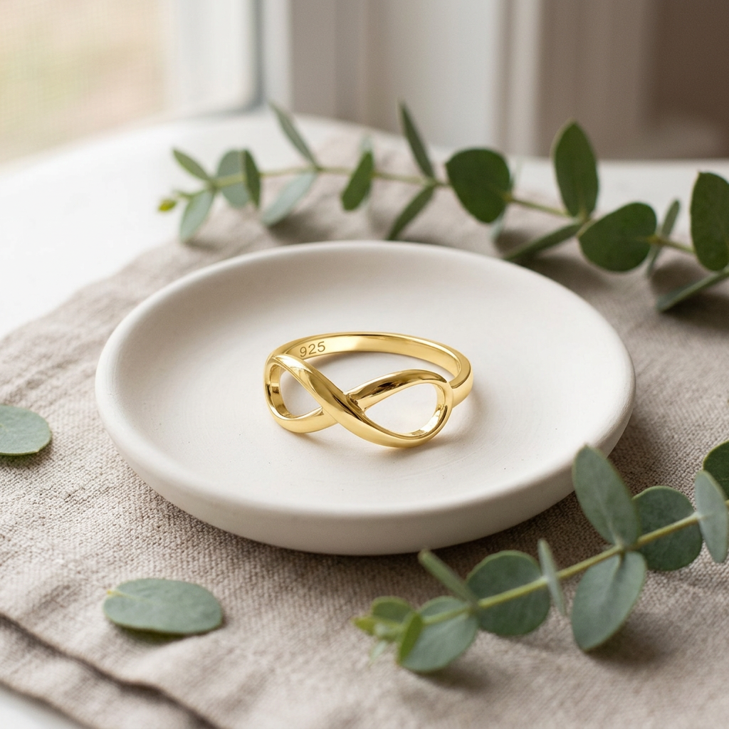 Gold Plated Sterling Silver 2.1mm Infinity Symbol Promise Ring for Women life2
