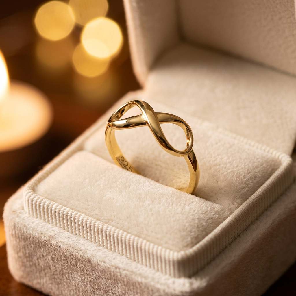 Gold Plated Sterling Silver 2.1mm Infinity Symbol Promise Ring for Women life3
