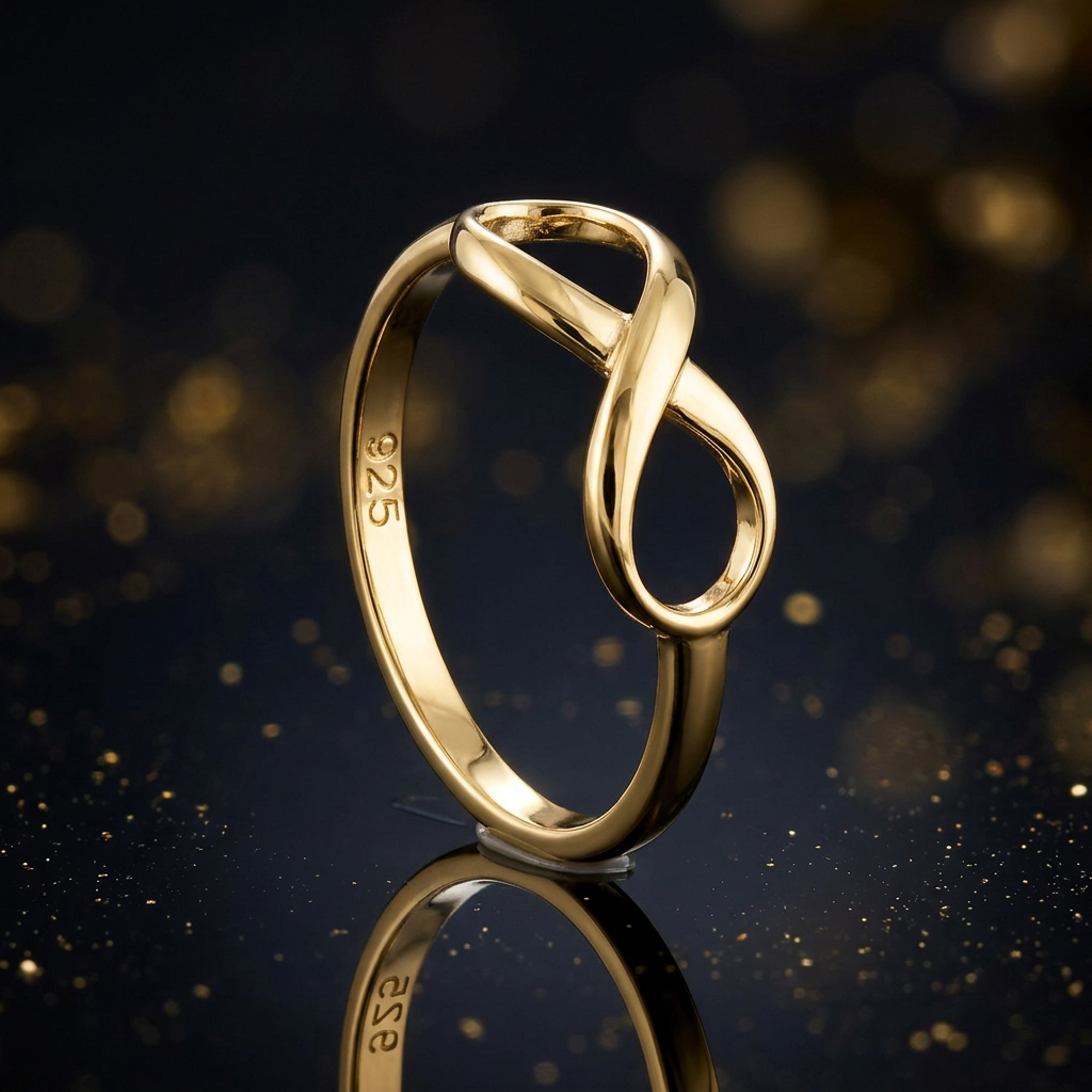 Gold Plated Sterling Silver 2.1mm Infinity Symbol Promise Ring for Women life4