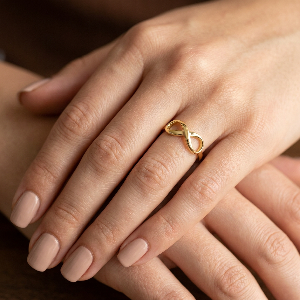 Gold Plated Sterling Silver 2.1mm Infinity Symbol Promise Ring for Women model
