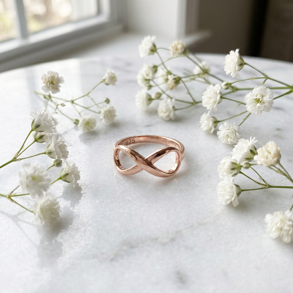 Rose Gold Plated Sterling Silver Infinity Symbol Promise Ring for Women life1