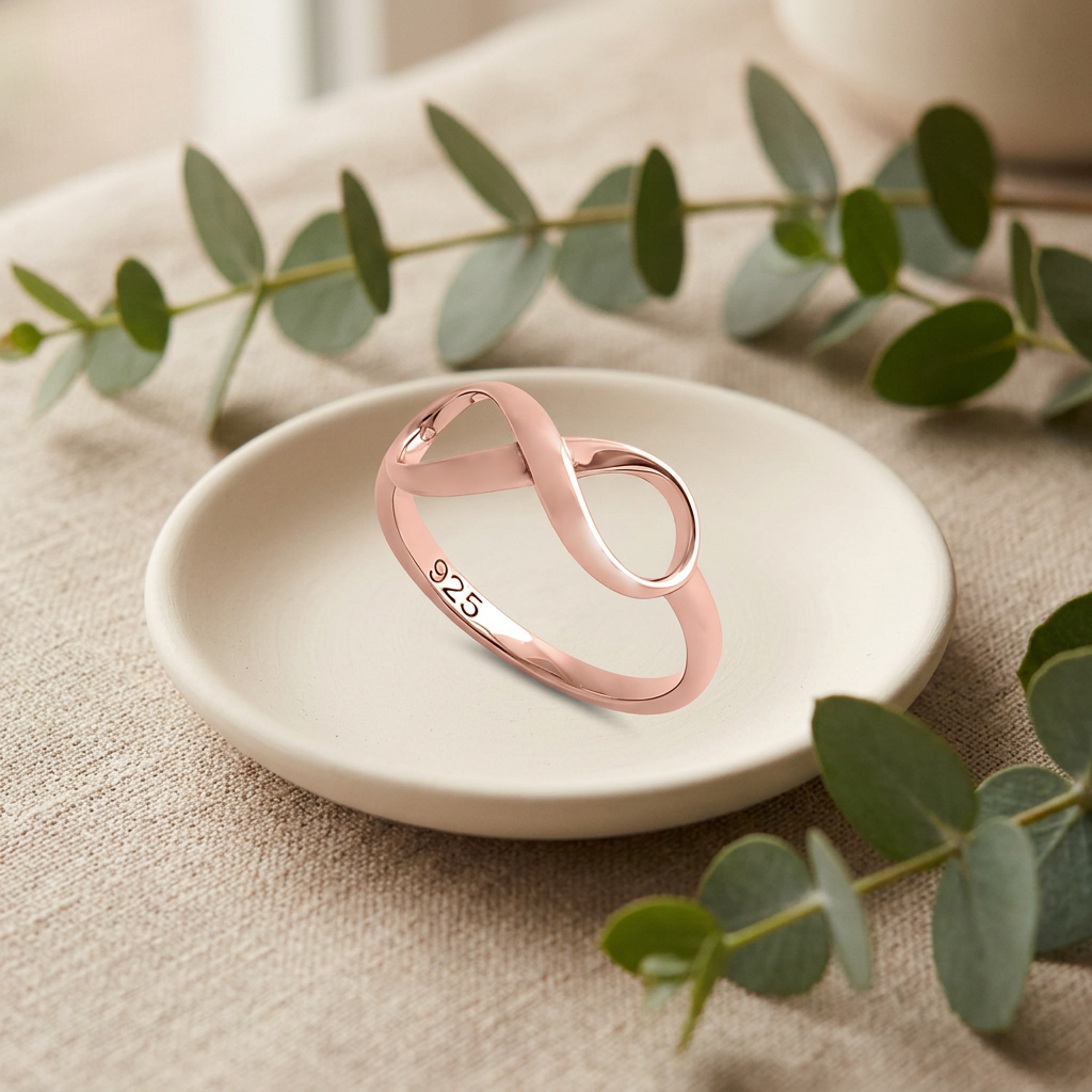 Rose Gold Plated Sterling Silver Infinity Symbol Promise Ring for Women life2