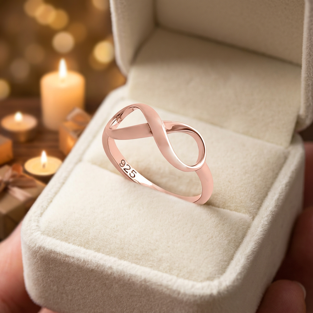 Rose Gold Plated Sterling Silver Infinity Symbol Promise Ring for Women life3