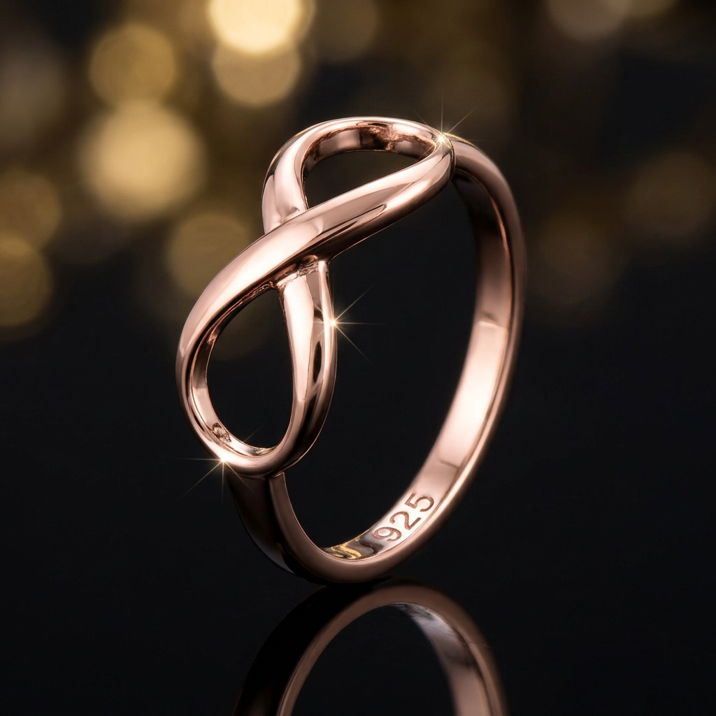Rose Gold Plated Sterling Silver Infinity Symbol Promise Ring for Women life4