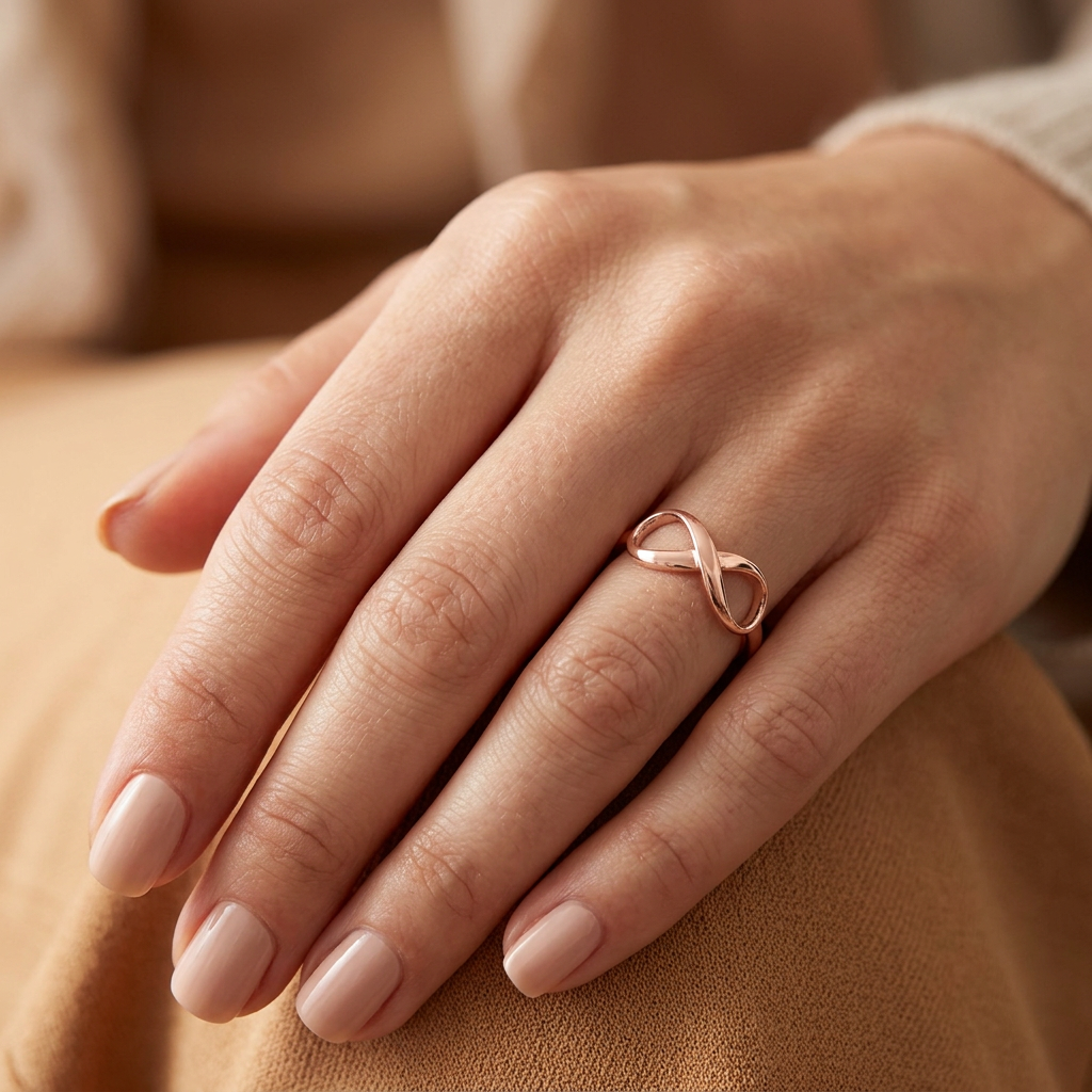 Rose Gold Plated Sterling Silver Infinity Symbol Promise Ring for Women model