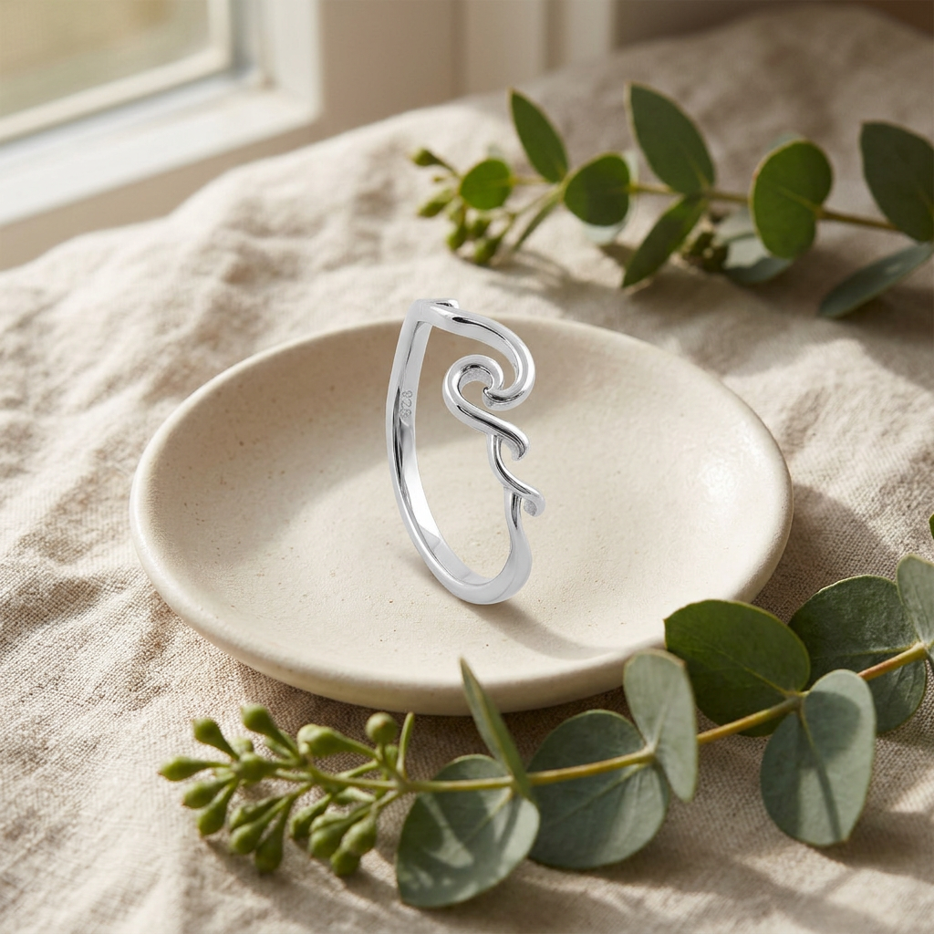 Sterling Silver 1.9mm Rolling Waves Stacking Ring for Women life2