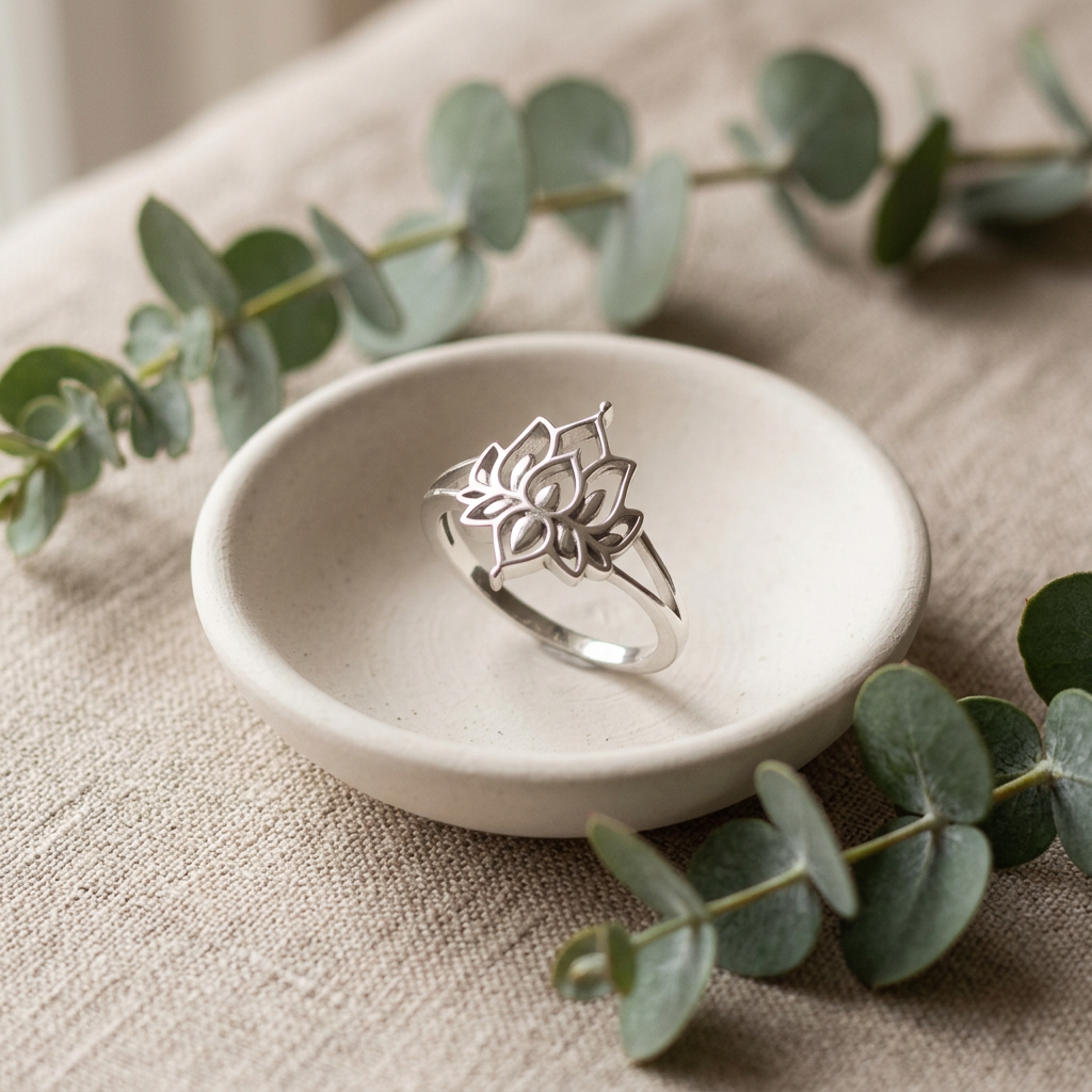 Sterling Silver Open Lotus Flower Ring for Women life2
