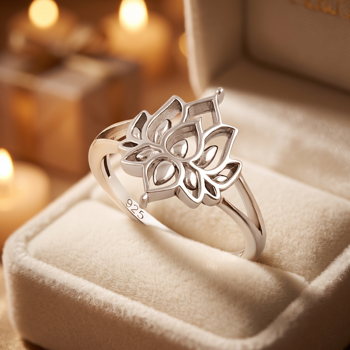 Sterling Silver Open Lotus Flower Ring for Women life3