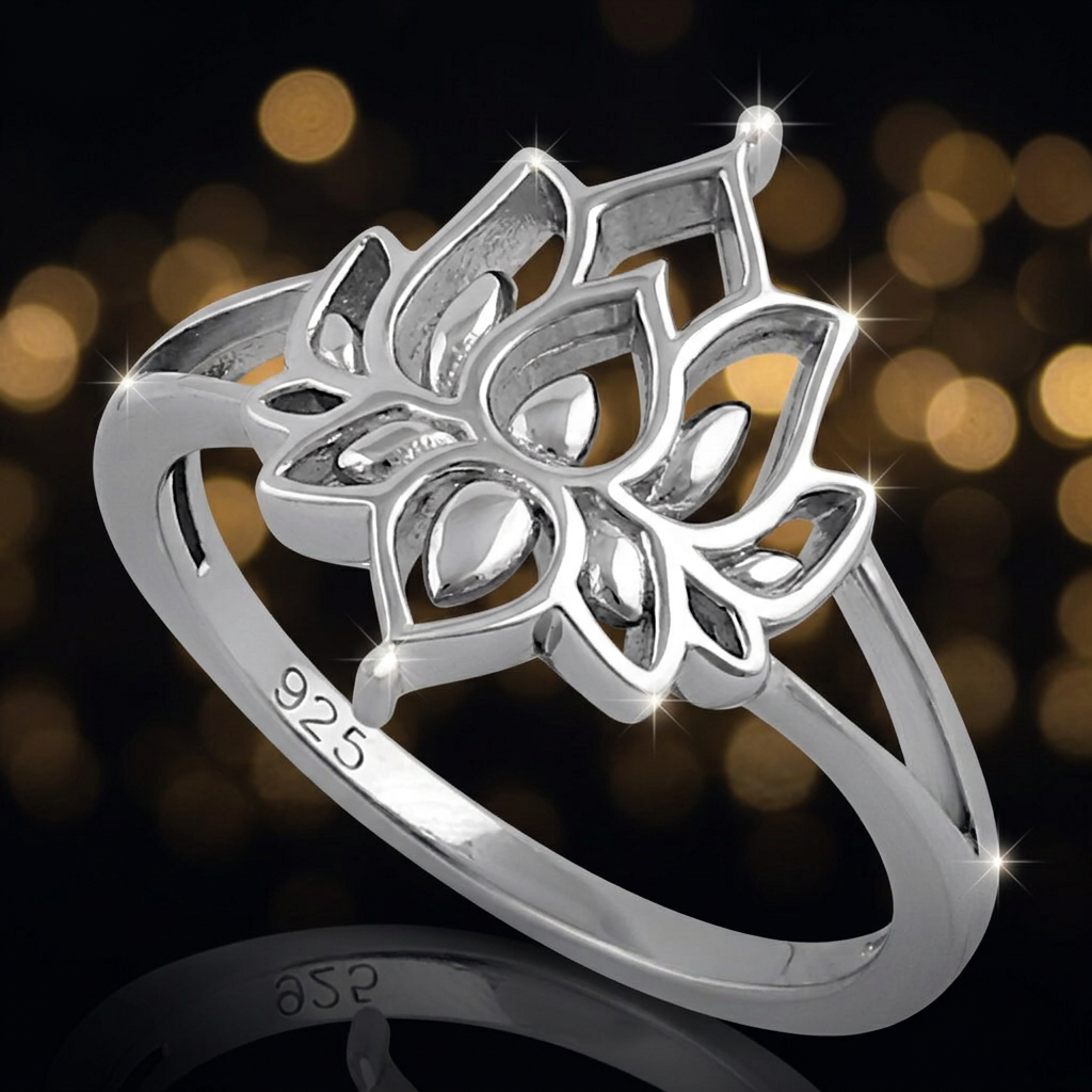 Sterling Silver Open Lotus Flower Ring for Women life4