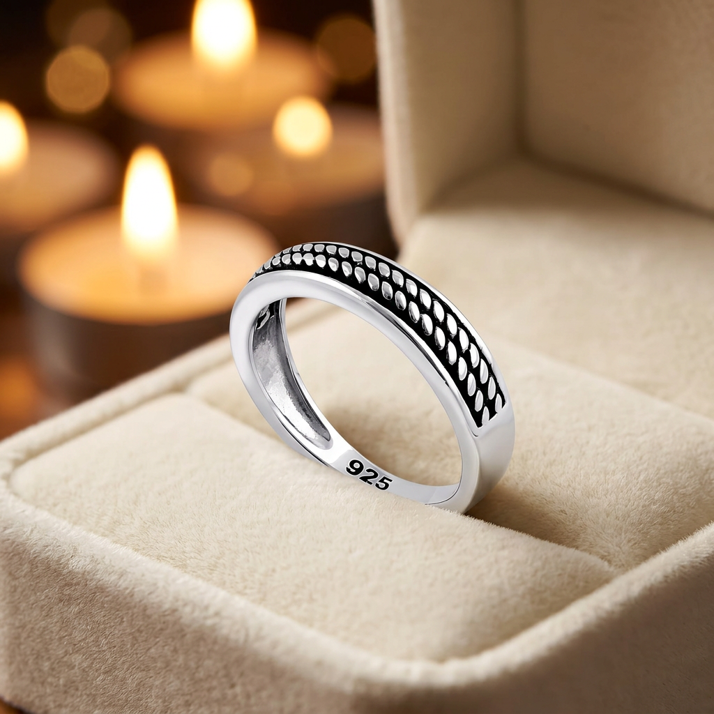 Sterling Silver 4.5mm Oxidized Double Rope Inlay Band Ring for Women life3