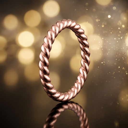 Rose Gold Plated Sterling Silver 2mm Twisted Rope Stacking Ring for Women life4