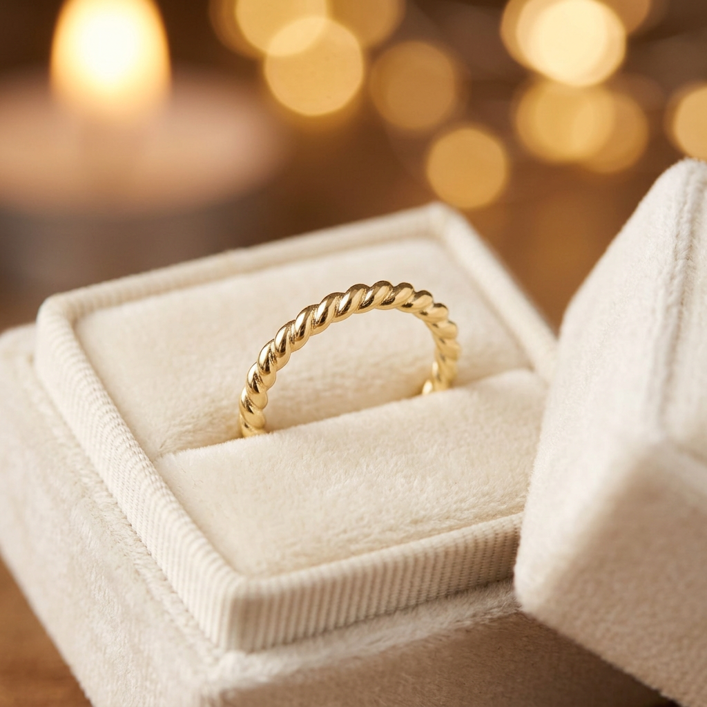 Gold Plated Sterling Silver 2mm Twisted Rope Stacking Ring for Women life3