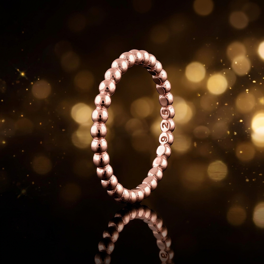 Rose Gold Plated Sterling Silver 1.5mm Beaded Stacking Ring for Women life4